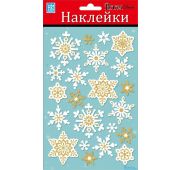 2003 РLX Снежинки Золото МИНИ 14х21см(блестки,влагост.,3D) (НГ) наклейка/12