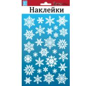 1102 PUX Cнежинки МИНИ 14х21см (влагост,блёстки) (НГ) наклейка/12