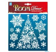 1806 PUX Ёлочка СВЕТЯЩ. МИНИ 18х18cм (влагост.,блёстки) (НГ) наклейка/12